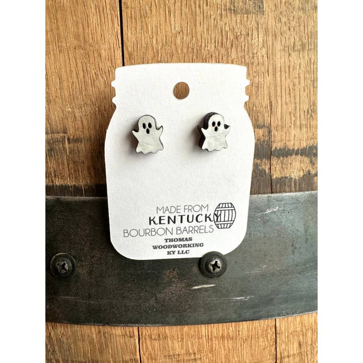 TWWKY - Wholesale Stud/Post Earrings - Reclaimed Bourbon Barrel Ghost Stud Earrings5