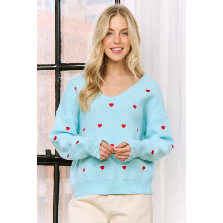 Sweet Generis - Vente Pull en maille – femme - PULL CARRÉ EN TRICOT À MOTIF CŒUR30