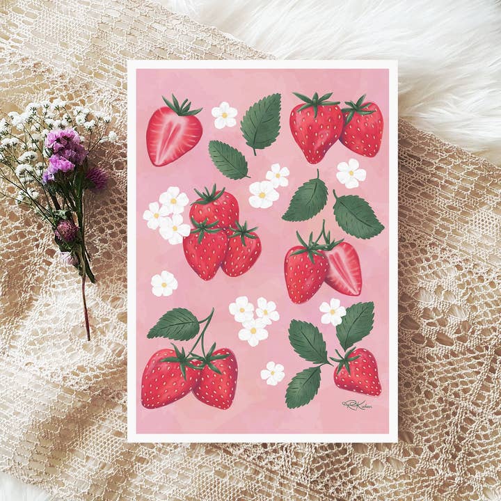 Strawberry Patch Art Print for wholesale by Wild Peonies Studio