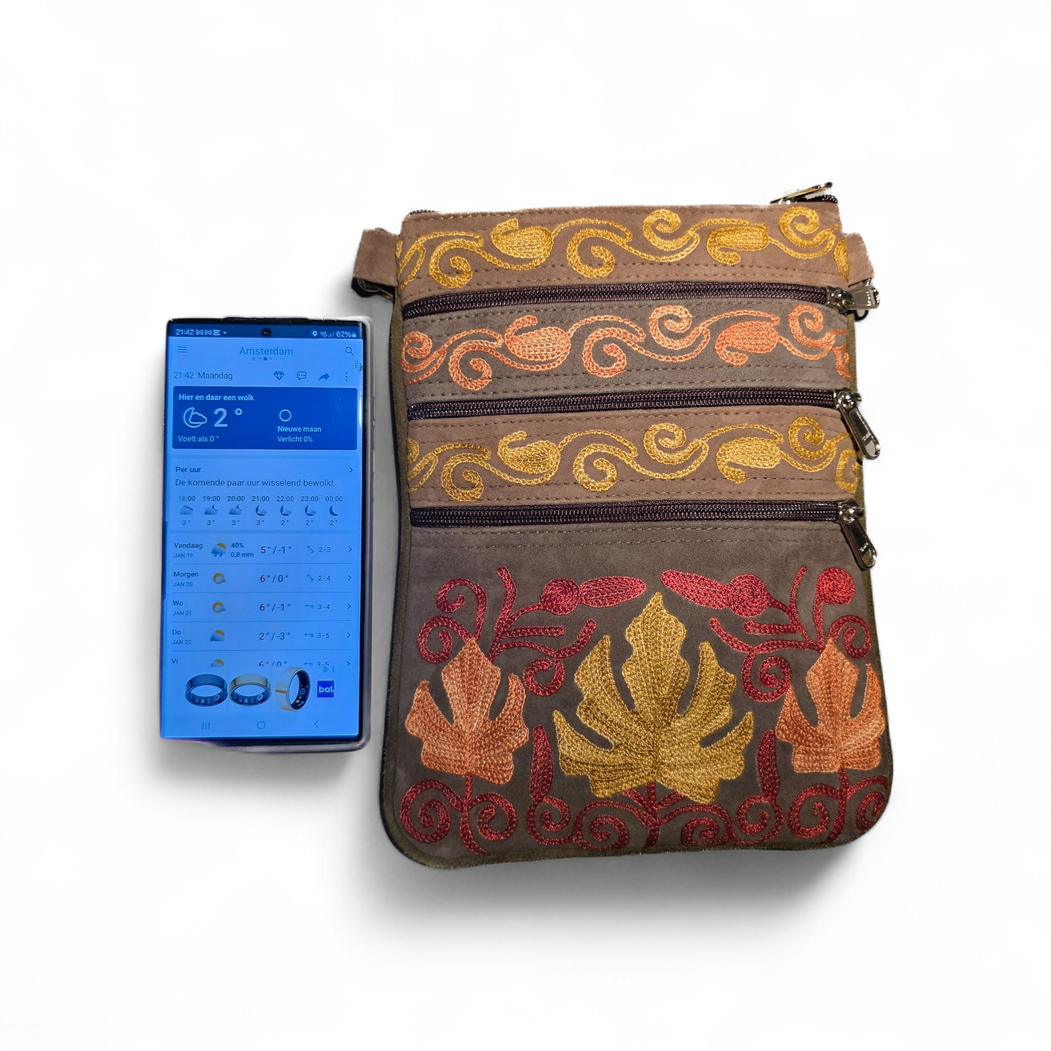 Happy Lona - Wholesale Crossbody Bag - Women's - Artisan Suede 5 Zip Crossbody Bag7