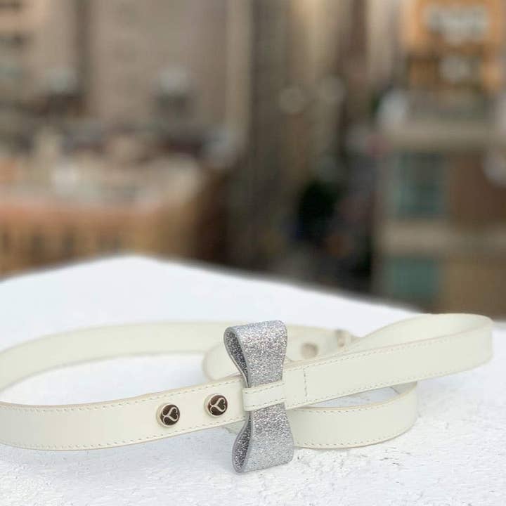 Shaya Pets – trela - Cão por atacado – Trela de casamento artesanal em couro branco Ben para cão de estimação1