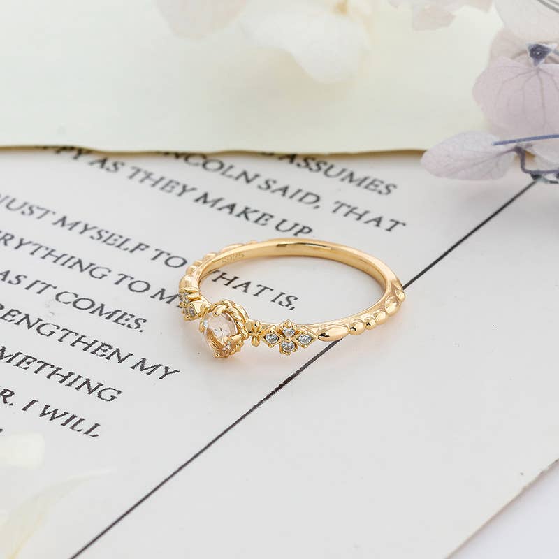 Gioiellin - S925 Silver Jewelry - Wholesale Multi-Stone Ring - S925 Sterling Silver Plated 14k Morganite Ring5