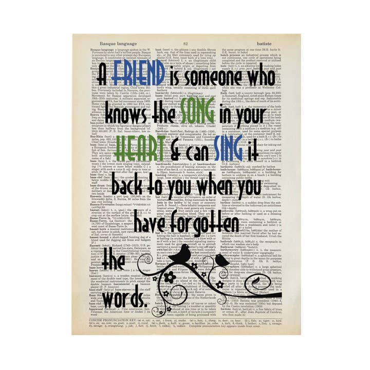 A Friend Is Someone | Dictionary Print | Vintage Book Art for wholesale by Bookish Birds