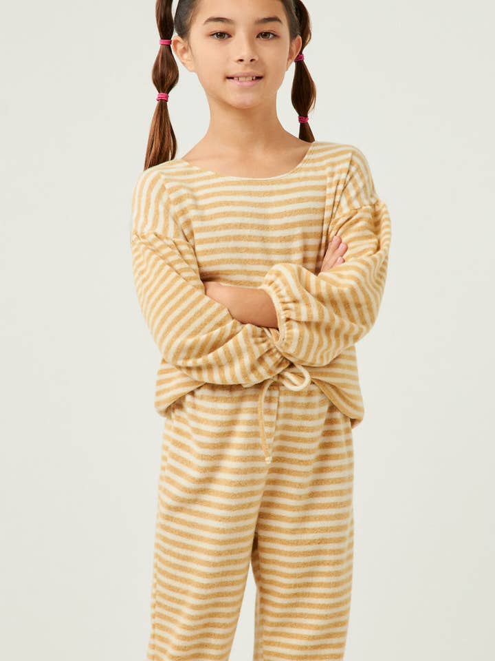 Pack de 4 Tops de Punto con Mangas Abullonadas y Rayas Cepilladas para Niñas para venta al por mayor de Hayden LA