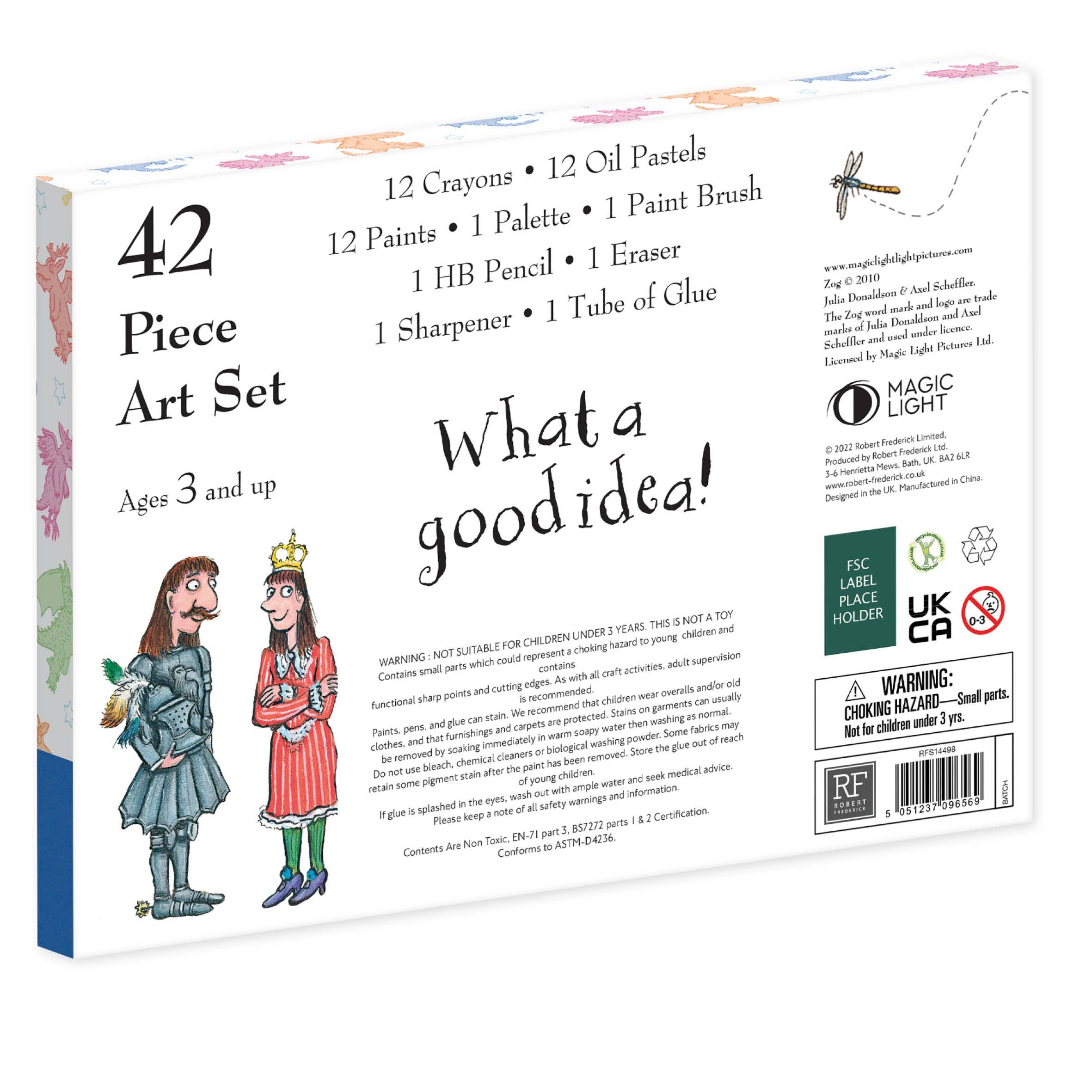 Robert Frederick Ltd – wholesale Art set – Child & baby – Zog Children's 42 Piece Art Set - For Ages 3 to 8 Years - Includes Paints and Crayons3