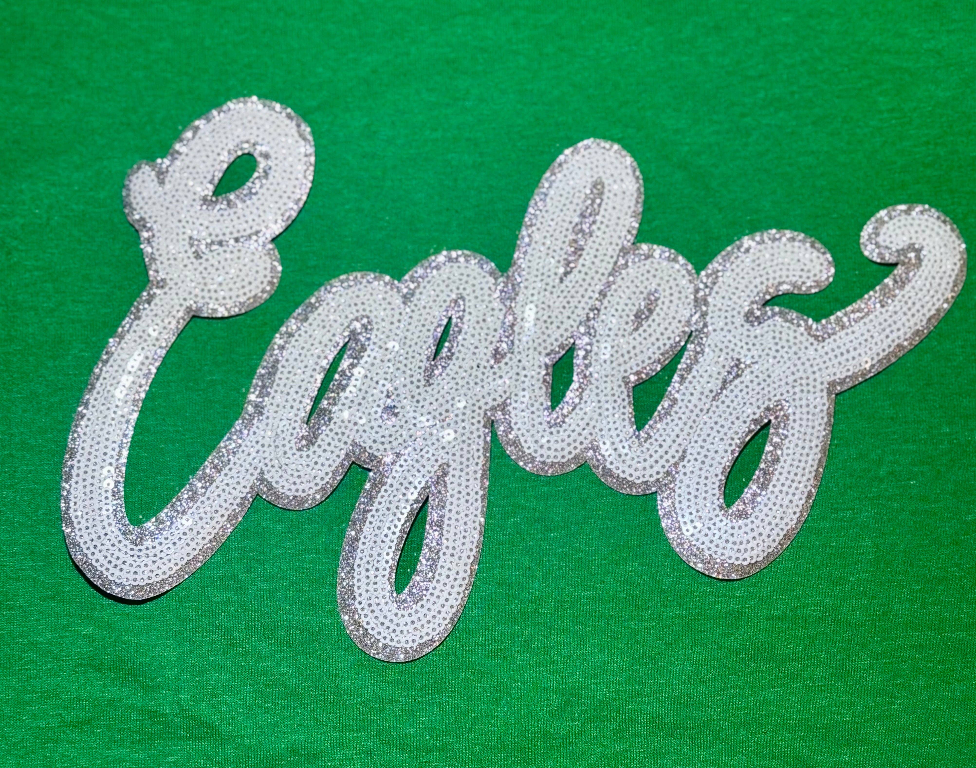 sequinandstiches - Wholesale Patch - Sequin Eagles Patch, Mascot Sequin Patch, Game Day Patch, DIY patch, Iron on Patch, Silver Glitter Backing1