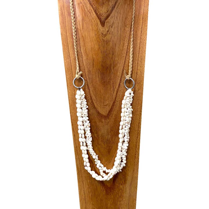 NKS200616-01WHT 36 „L 4-Streifen weiße Turq Perlen Halskette für den Großhandel von Western Elite Jewelry