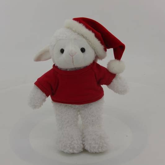 Animale di peluche con camicia rossa natalizia personalizzata 12" per la vendita all'ingrosso da parte di Plushland