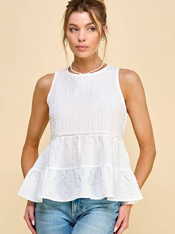Heart & Hips - Wholesale Blouse - Women's - WK50480 - BABYDOLL TIER BUBLLE WOVEN TOP WITH TIE BACK14