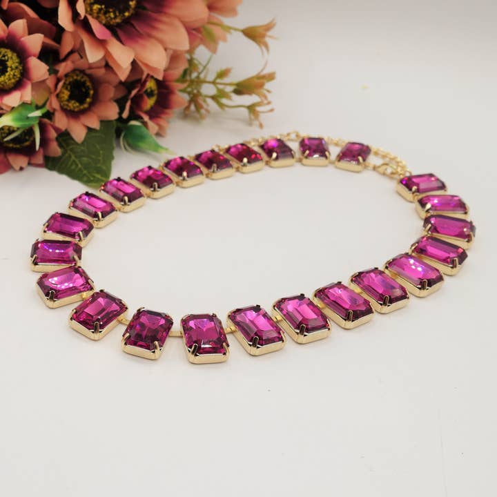 MARGOT Prugna SET -Collier & orecchini con pietre sfaccettate for wholesale on Faire1