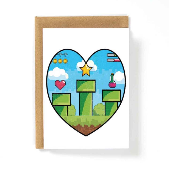 Retro gaming Love Romance Card for wholesale by HotAvocado.com