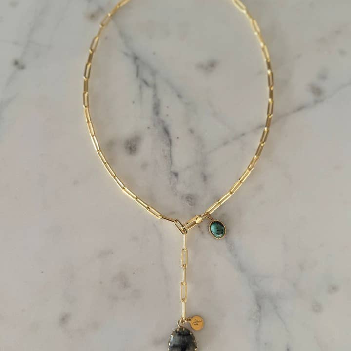 WILYMI Jewelry Co - Wholesale Pendant/Charm Necklace - Labradorite & Ruby Zoisite Necklace | 18k Gold Filled 7