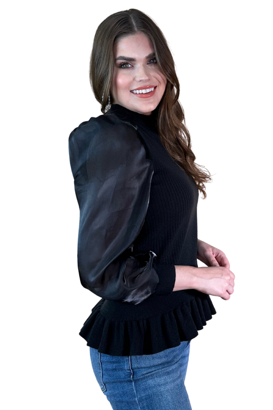 Black Meet Your Match Smocked Top for wholesale on Faire14