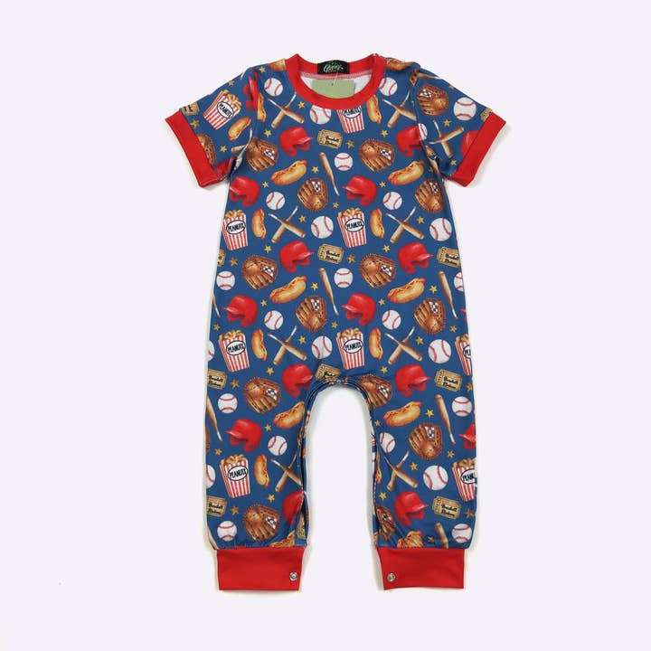 Navy Baseball Boy Romper for wholesale by Clover Cottage