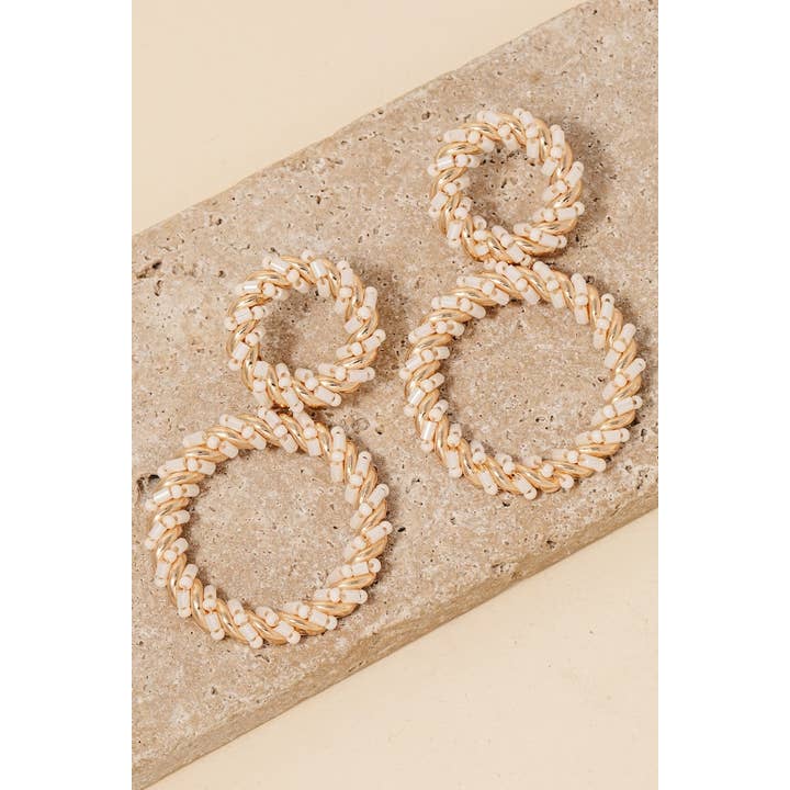 Anarchy Street - Wholesale Dangle Earrings - Bead And Wire Metallic Braid Hoops Dangle Earrings