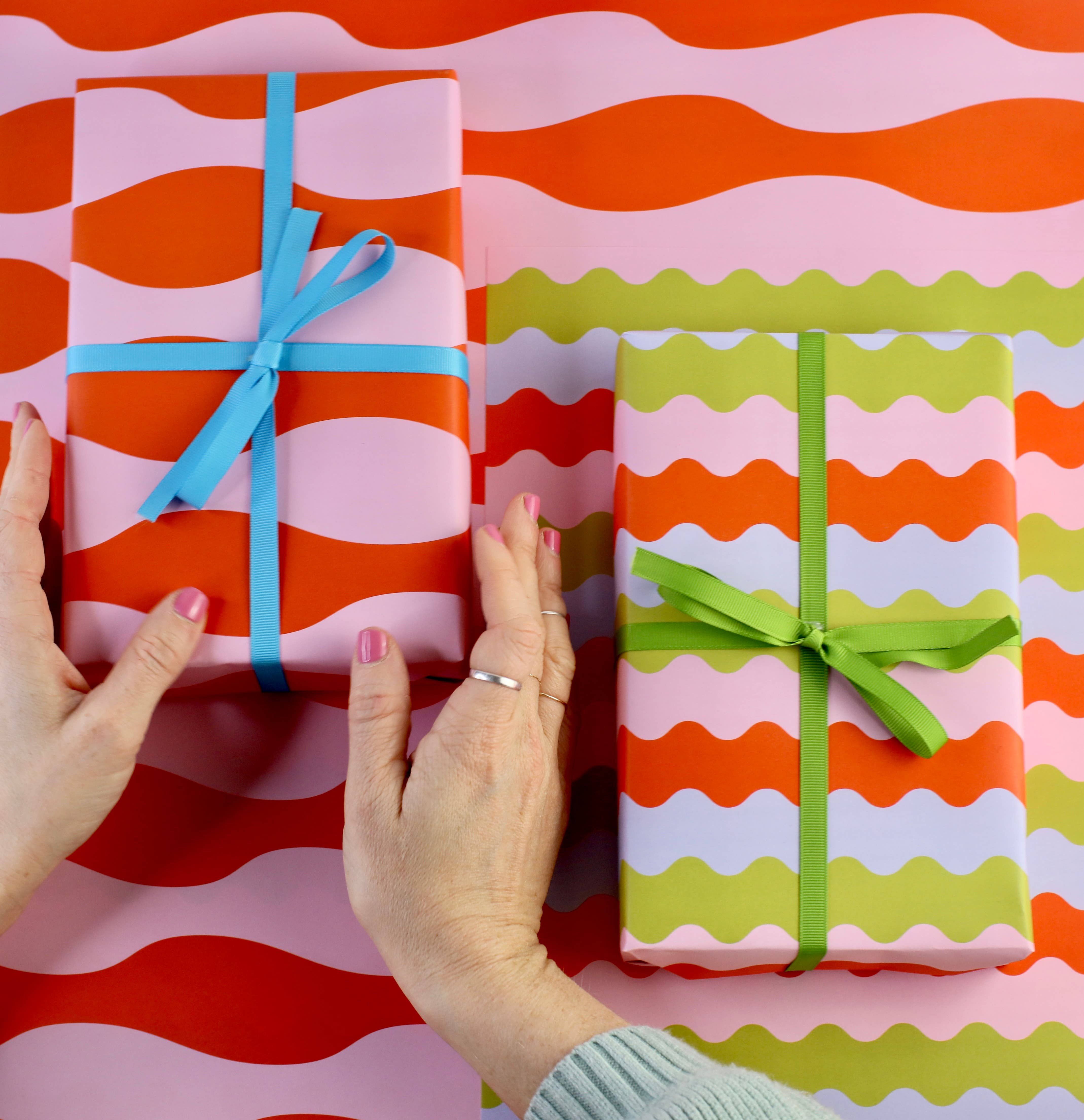 Mixtape Paper Co. - Wholesale Flat Wrap - SQUIGGLY REVERSIBLE GIFT WRAP SHEETS OR ROLLS2