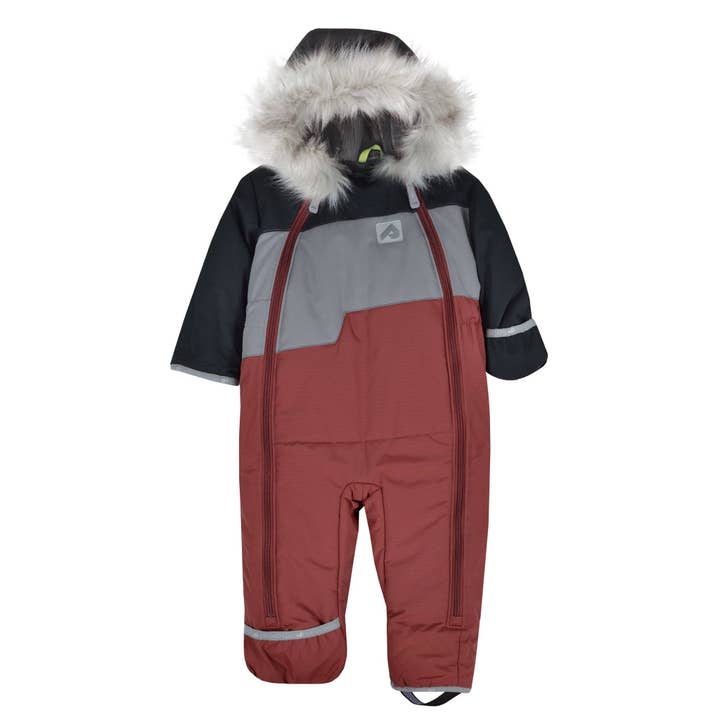 One piece baby snowsuit - Black, Slate & Grenat for wholesale by Perlimpinpin