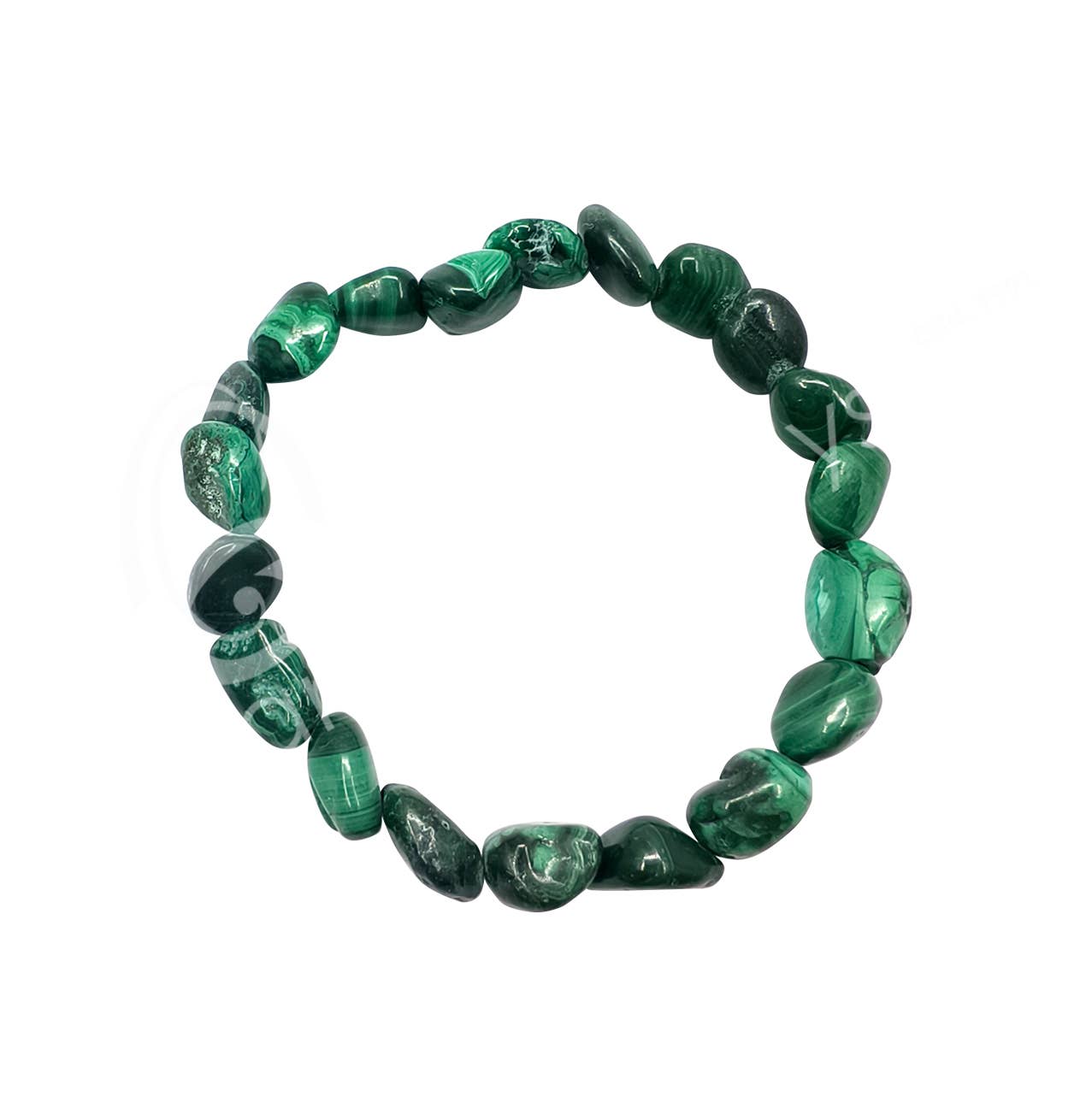 Oceanic Linkways Inc - Wholesale Spiritual Stone/Crystal - (PC)BRACELET - TUMBLED STONES MALACHITE (8 X 10 MM) 8-8.15"0