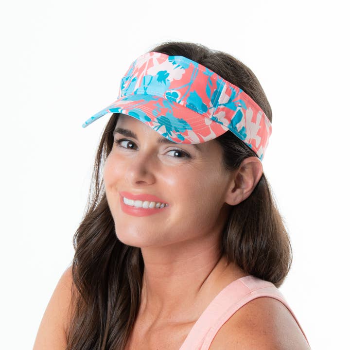 Uitverkoop -Stella Coral Blossom verstelbare zonneklep met bloemenprint voor wholesale door Elsie & Zoey