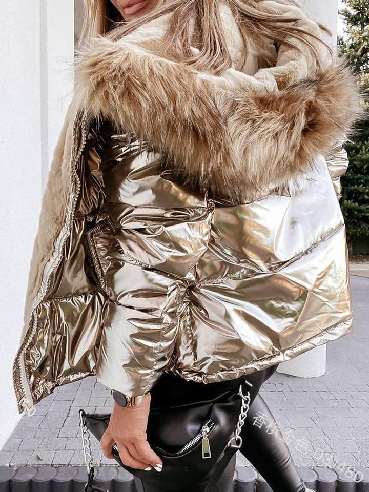 safistyle - Vente Doudoune – femme - Doudoune métallisée à capuche1
