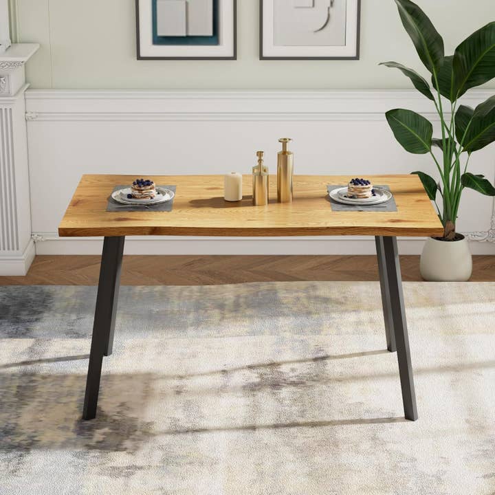 ShipItFurniture - Wholesale Side Table - 53" Rectangle Dining Table for 2-6 Person, Modern Wooden Irregular Dining Table Kitchen Table Desk Dinner Table for Small Spaces, Easy Clean Living Room Natural Table for Home Kitchen Restaurant