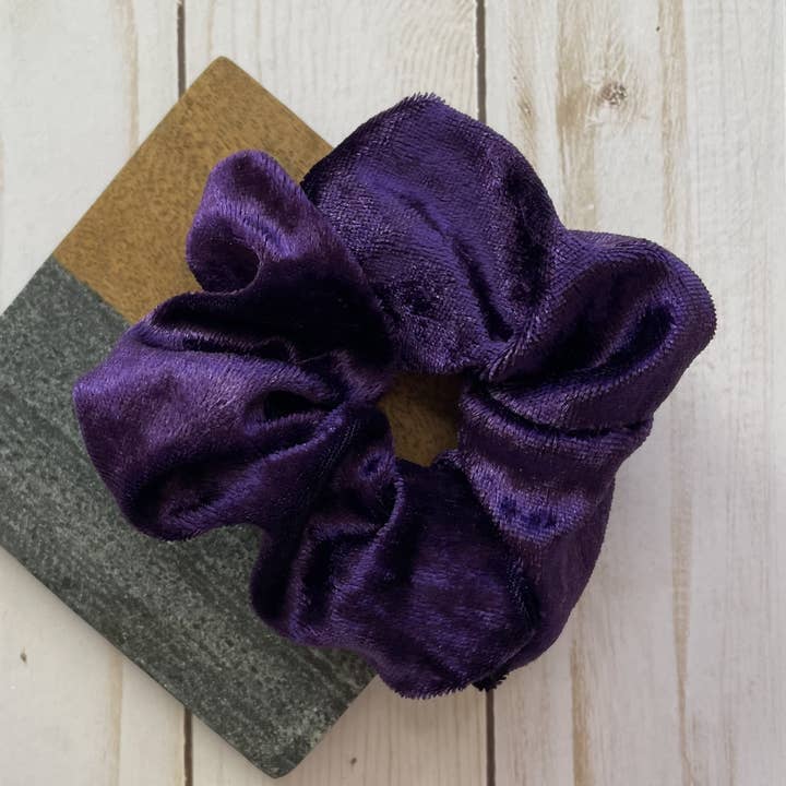 Purple Velvet Handmade Scrunchie for wholesale by QuietJoy