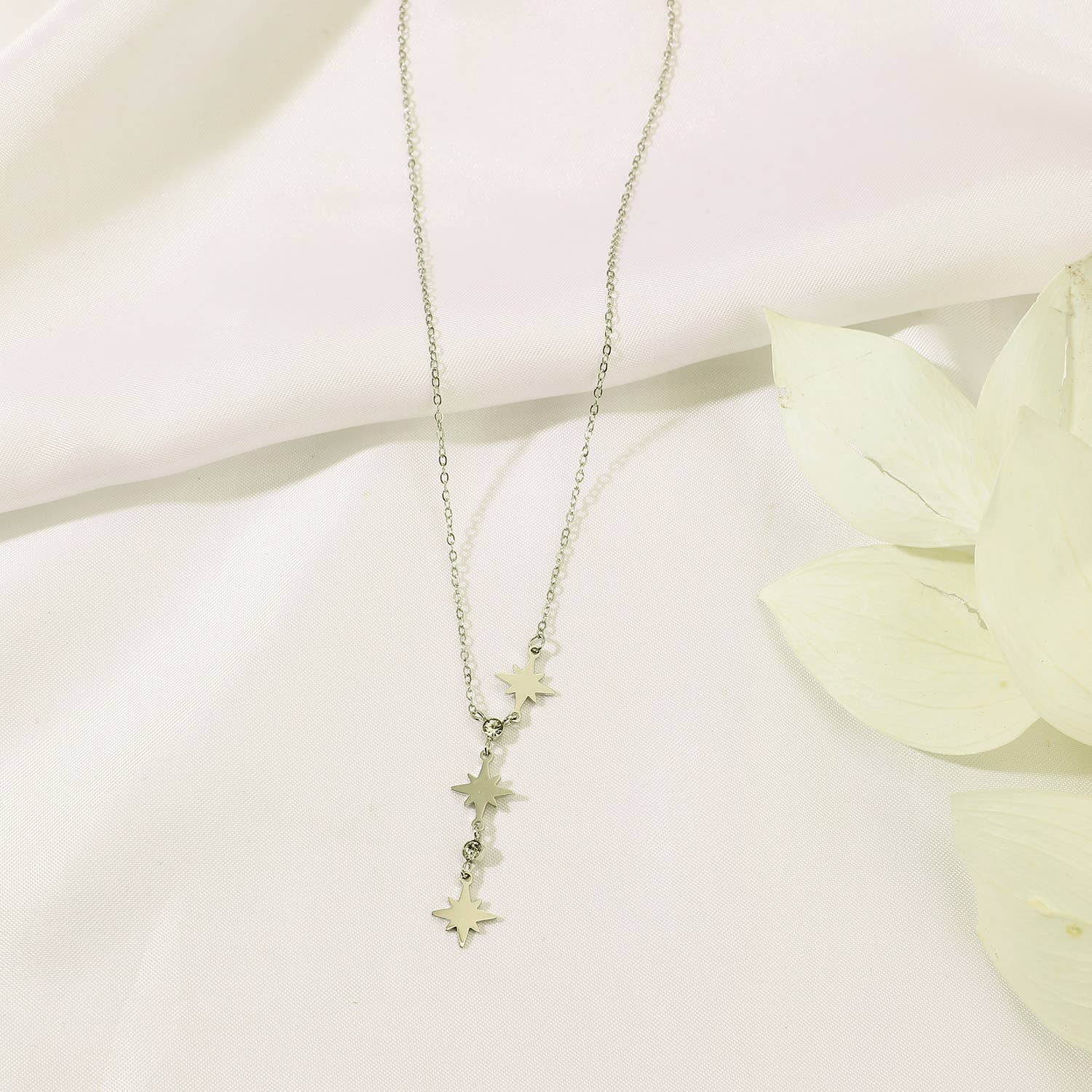 Kapyco - Wholesale Halsketting met Lariat/Y-hals - halsketting in roestvrij staal met noordster - BJ2102101