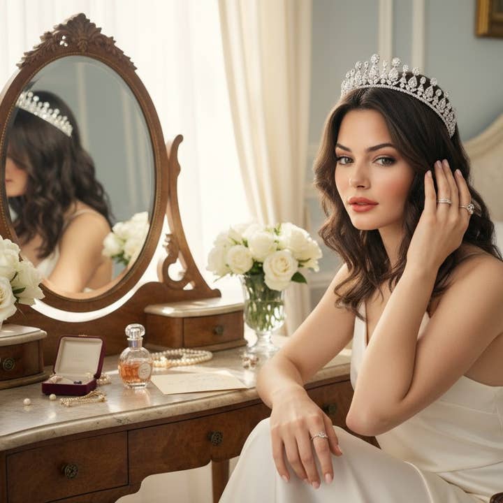 COLLEZIONE CUBIC ZIRCONIA - GLAM DIVA TIARA - AHB111 per la vendita all'ingrosso da parte di Athena Bridal Jewellery