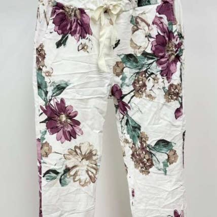 GARDEN BLOMSTERPRINT SNØREBÅND KRØLLEDE JOGGINGBUKSER (50175-GARDE) for engroshandel hos VENTI6