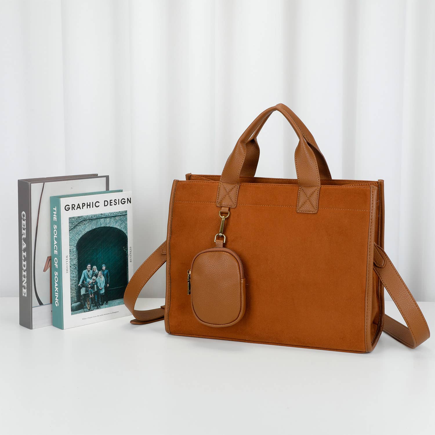 AMPERE CREATIONS - Vendita all'ingrosso Borsa tote - Donna - Borsa Tiara in pelle vegana con tracolla regolabile e mini-bag in pelle scamosciata4