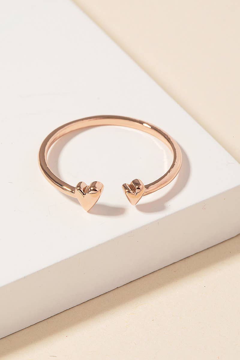 Anarchy Street - Wholesale Band/Stacked Ring - Gold Dipped Delicate Double Heart Open Ring3