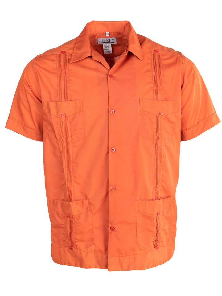 SIDREY Men's Mexican Guayabera Classic Shirt - Burnt Orange for wholesale by SIDREY