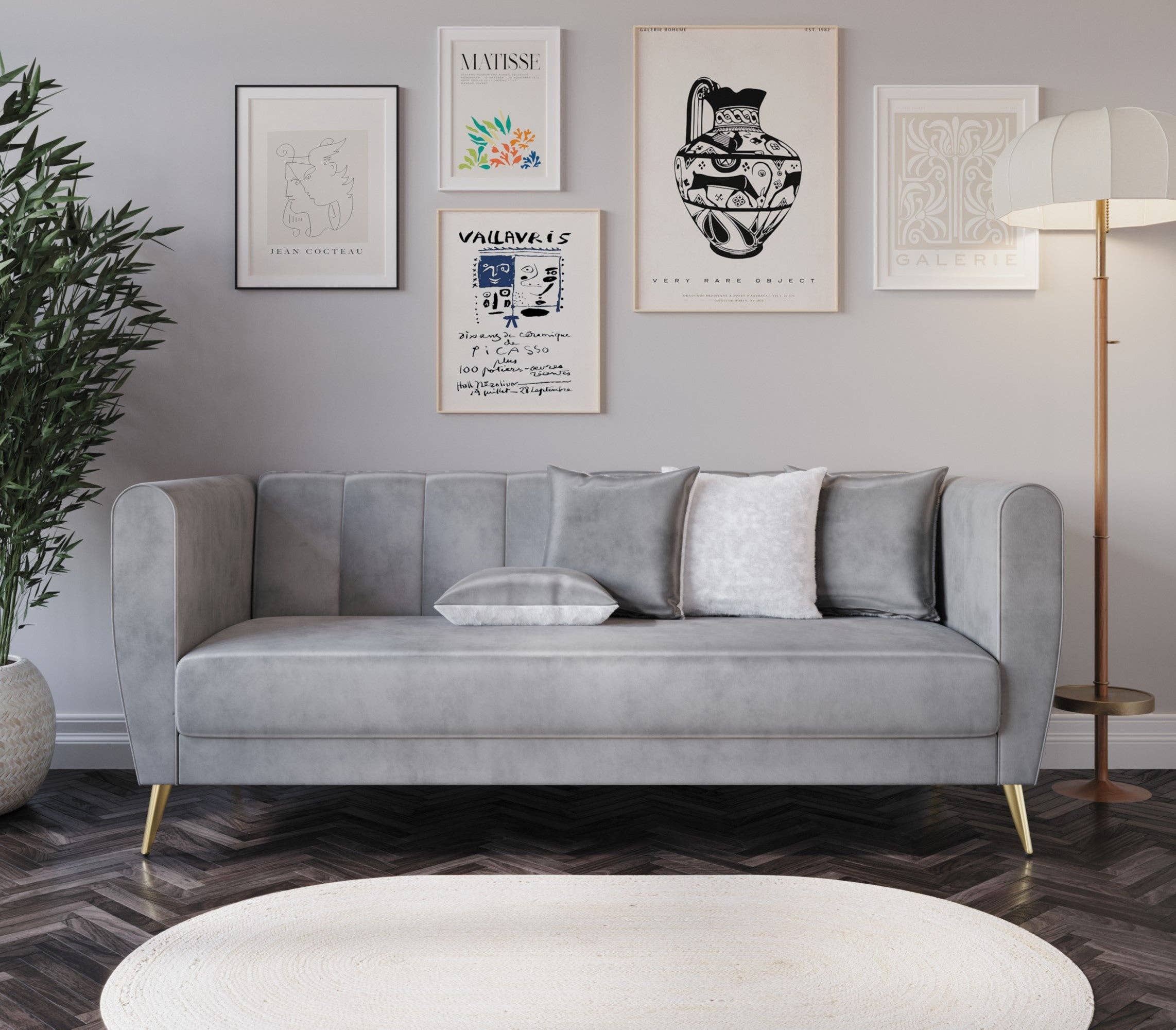 Home Design - Wholesale Sofa - Scarlett Velvet Flared Arm 3-Seater Sofa with 4 Throw Pillow8