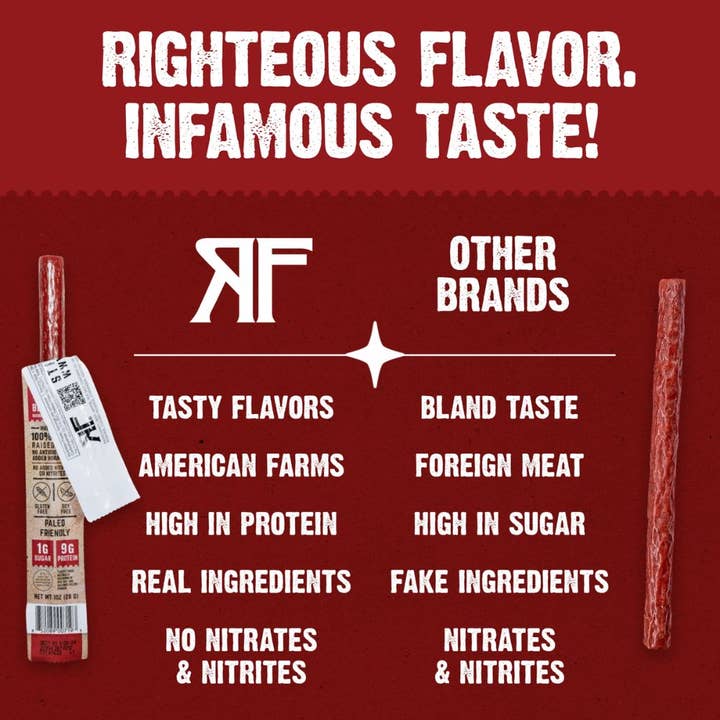 Righteous Felon Craft Jerky - Wholesale Jerky - Righteous Felon O.G. Hickory Beef Stick 1oz4