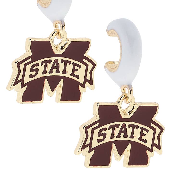Mississippi State Bulldogs Enamel Logo Huggie Hoop Earrings for wholesale by Canvas Style