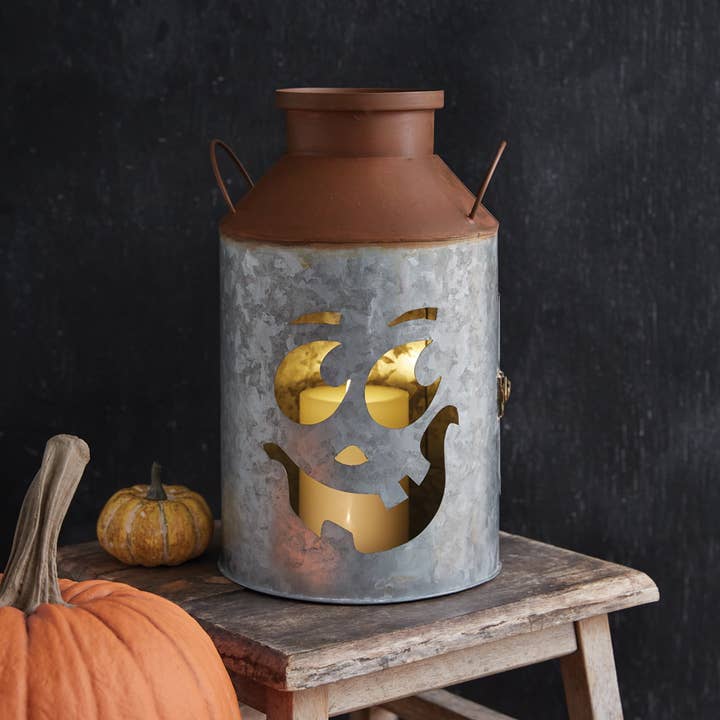 CTW Home Collection - Wholesale Lantern - Jack-O-Lantern Milk Can Luminary