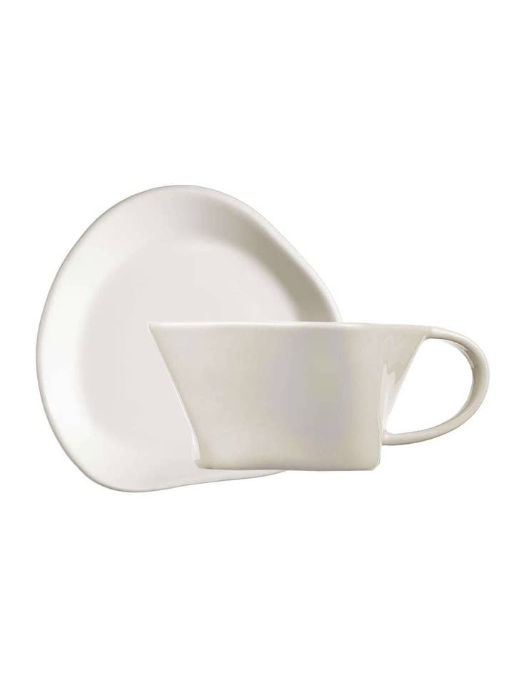 Kütahya Skallop x By Karim Rashid Teacup set for 2 people-Cream for wholesale by Mita Kitchenware
