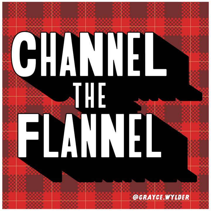 Channel the Flannel Fall Plaid Sticker for wholesale by Grayce Wylder Creative Co