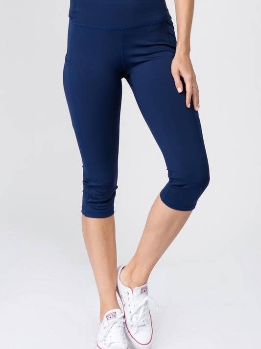 Leggings capri de entrenamiento con bolsillo tecnológico de cintura alta para venta al por mayor de Timeless Gala