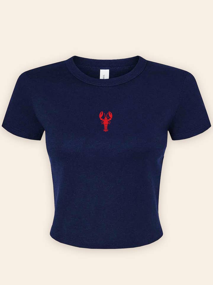 Freshwater Curated Goods - Wholesale Screen Printed T-Shirt - Women's - Lobster Baby Tee | Navy