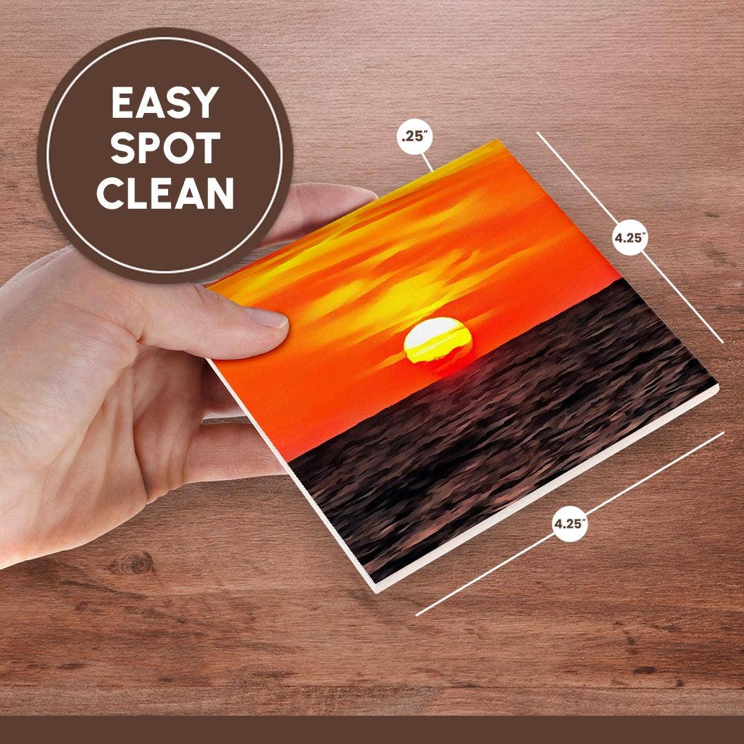 3dRose - Vente Sous-verre - 3dRose, Coucher de soleil artistique orange égéen Akyaka, Dessous de verre6