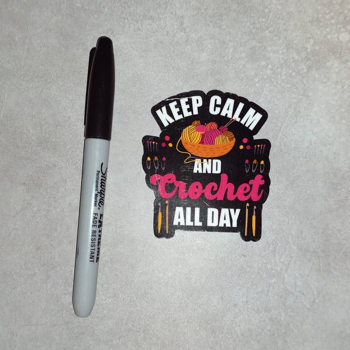 Dancing Dolphin Crafts - Wholesale Sticker - Crochet Sticker - Crochet All Day: Keep Calm and Create