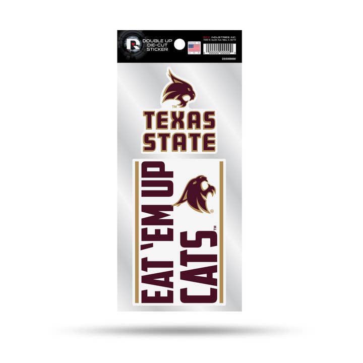 Texas State Double-Up Die Cut Sticker for wholesale by Rico Industries