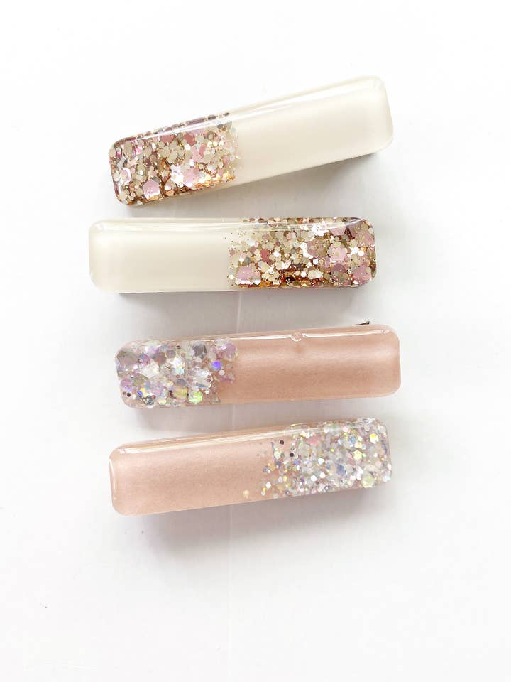Neutral Glitter Hair Clips for wholesale by Shared Joy Bows