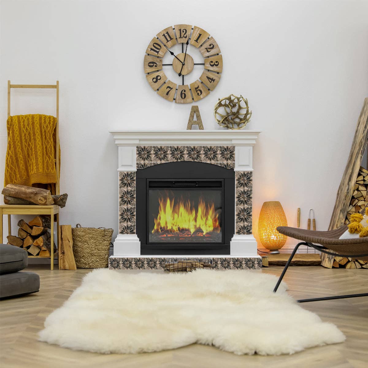 Mi Alma LLC - Wholesale Wall Tile - Floral Vintage Retro Brown Design Tile Stickers Decorative DIY Home Tiles Model - R1507