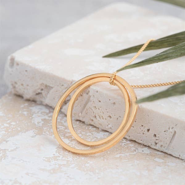 Double circle necklace, gold for wholesale by Elin Horgan Jewellery