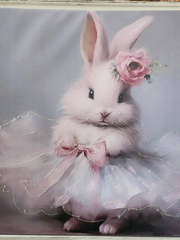Tableau mural en toile de lapin ballerine pailleté pour la vente par Little Heart Designs