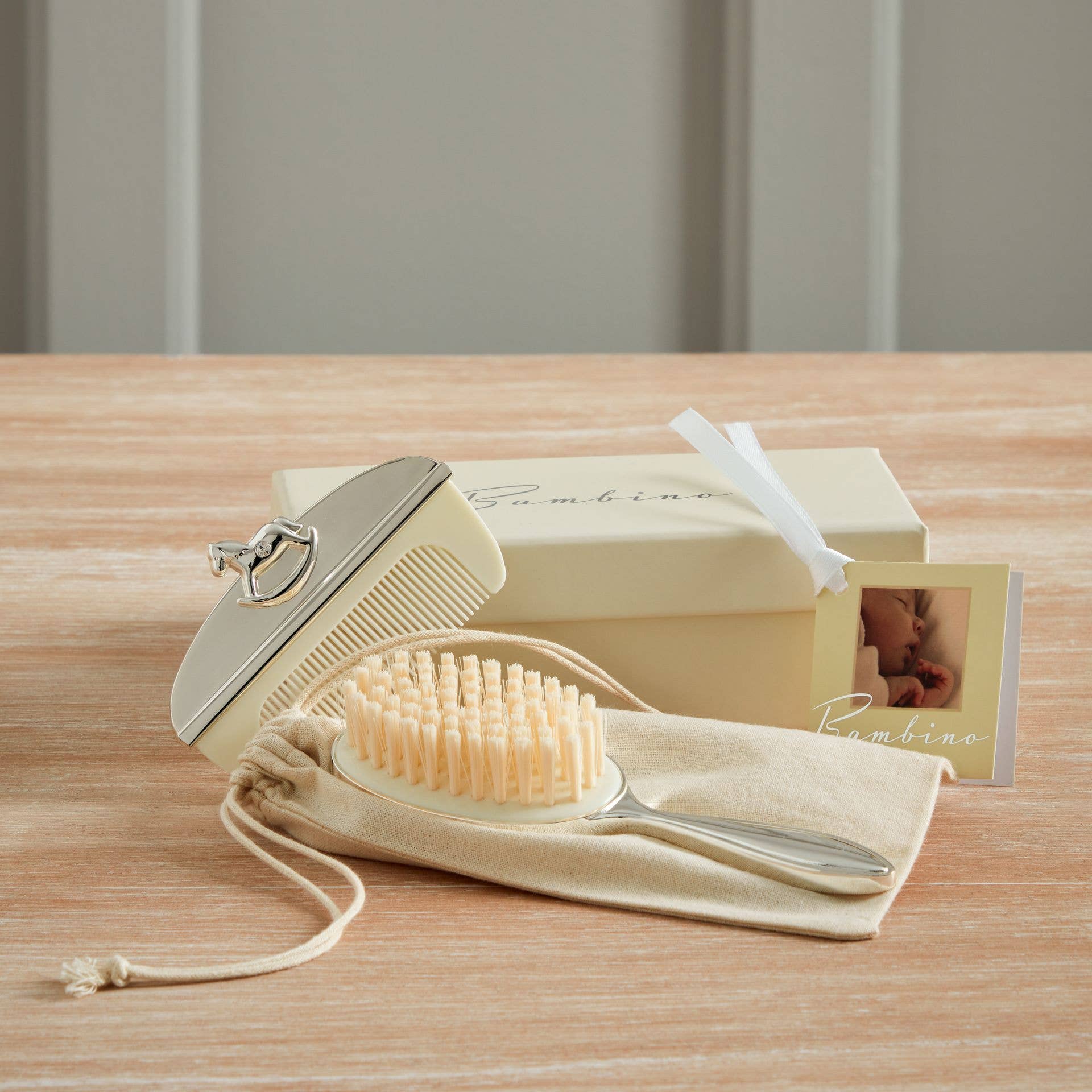 WIDDOP and Co. US - Wholesale Toy storage box – Kids & baby - Bambino Brush & Comb Set with Rocking Horse Icon1