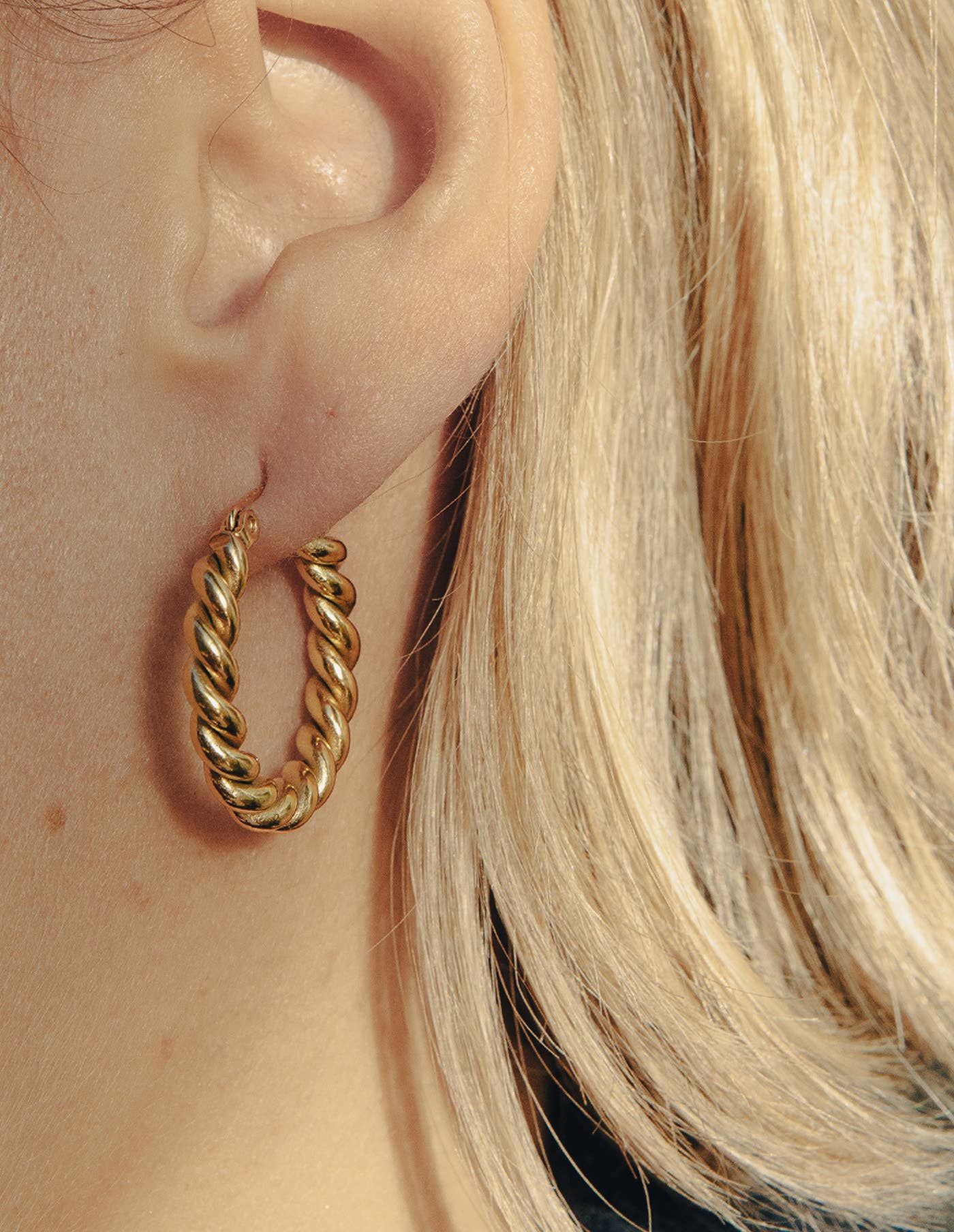 Nordic Muse - Wholesale Hoop Earrings - Gold Small Twist Hoop Earrings, Waterproof2