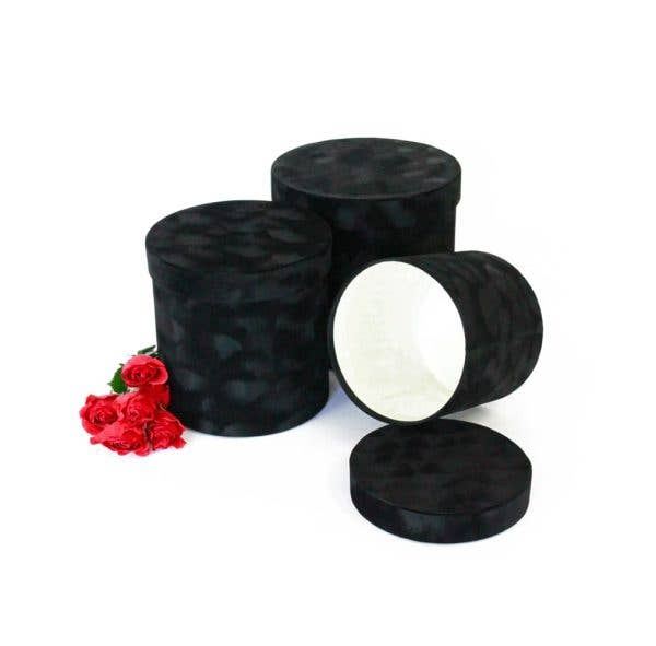 Elegant Design Supply - Wholesale Decorative Box - Chic Velvet Round Flower Box with Lid0